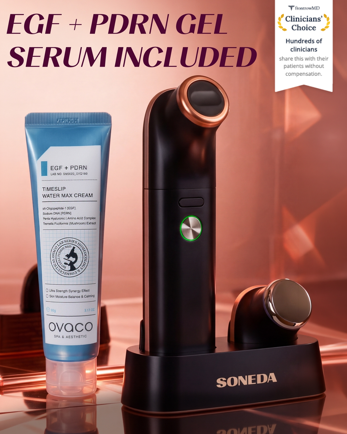 Soneda VividLift | At-Home HIFU + Sonophoresis Skin Lifting Device with EGF + PDRN Gel Serum