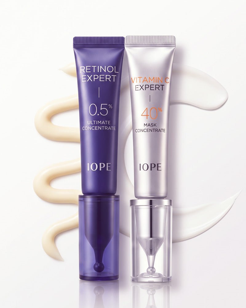 IOPE Clinical Retinol & Vitamin C Power Duo | 0.5% Pure Retinol Concentrate + 40% Vitamin C Mask Support - SONEDASONEDA