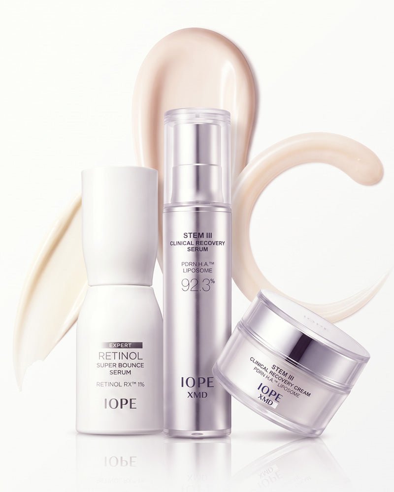 IOPE XMD Stem III Advanced Line-Filling & Retinol Bounce Trio | Allanto-Liposome™ 78.2% + Micro-Retinol Complex + Layered Peptide Support - SONEDASONEDA
