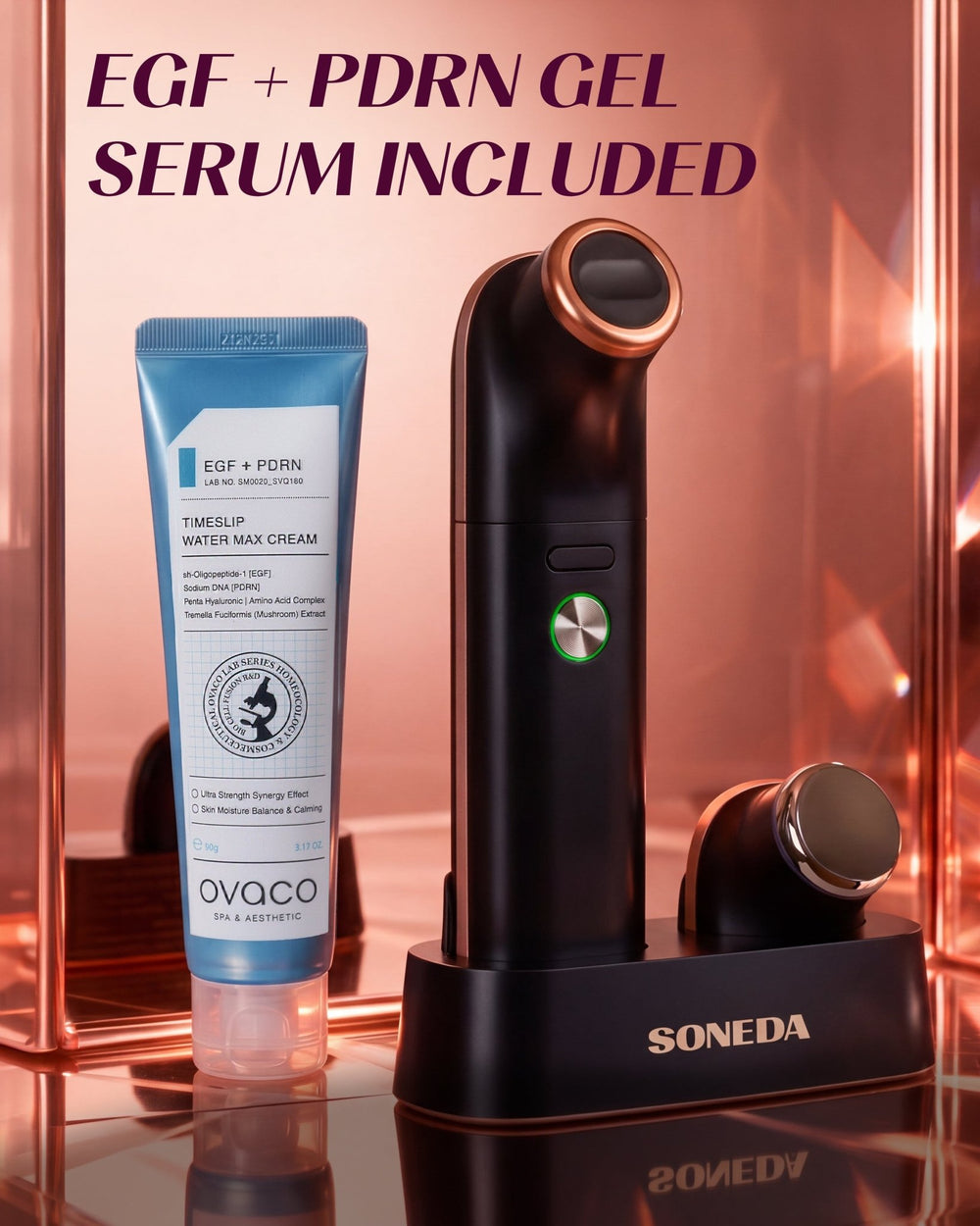 Soneda VividLift | At-Home HIFU + Sonophoresis Skin Lifting Device with EGF + PDRN Gel Serum - SONEDASONEDA